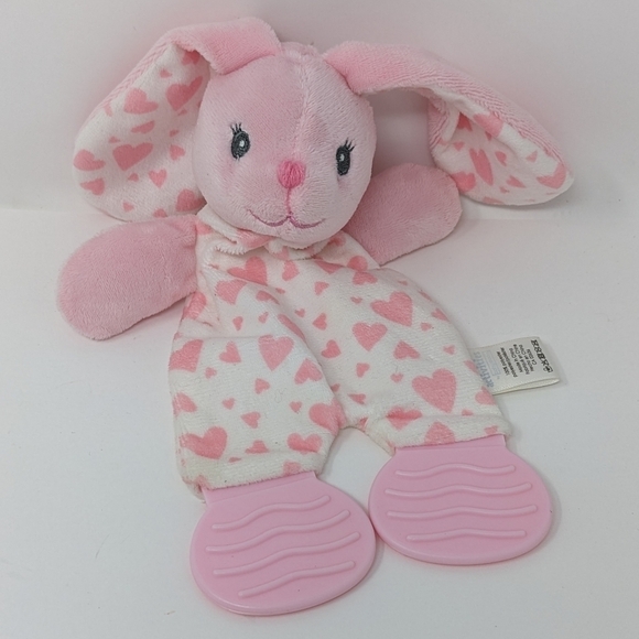 Activities Lovey Rabbit Teether Pink White - Picture 1 of 3
